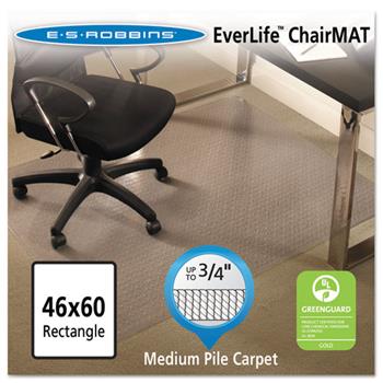 ES Robbins EverLife Chair Mats For Medium Pile Carpet, Rectangular, 46 x 60, Clear