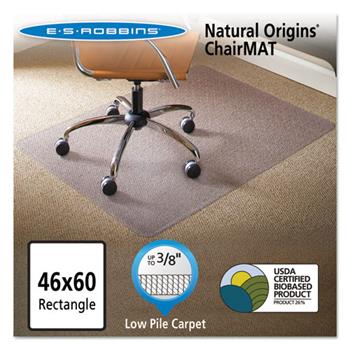 ES Robbins Natural Origins Chair Mat for Carpet, 46 x 60, Clear