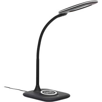 OFM Essentials Collection LED Desk Lamp with Integrated Wireless Charging Station, Black