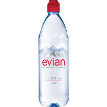 Evian Natural Spring Water, Sport Top Bottle, 23.7 oz., 12/CS