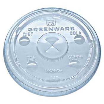 Fabri-Kal Greenware Cold Drink Lids, Fits 16-18, 24 oz. Cups, X-Slot, Clear, 1000/CT