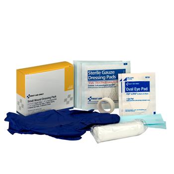 First Aid Only Small Wound Dressing Kit, Includes Gauze, Tape, Gloves, Eye Pads, Bandages