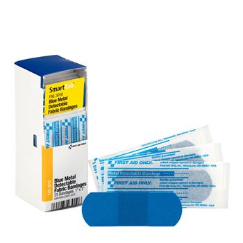First Aid Only™ Refill f/SmartCompliance Gen Cabinet, Blue Metal Detectable Bandages,1x3,25/Bx