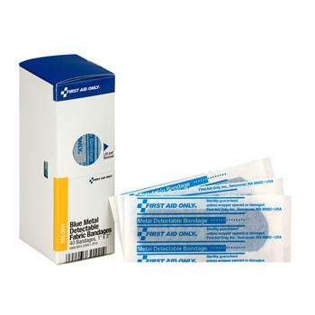 First Aid Only Refill f/SmartCompliance Gen Cabinet, Blue Metal Detectable Bandages,1x3,40/Bx