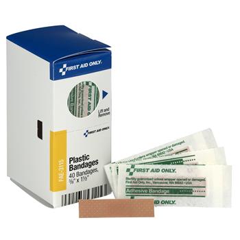 First Aid Only Refill f/SmartCompliance Gen Business Cabinet, Plastic Bandages, 3/8 x1.5, 40/Bx