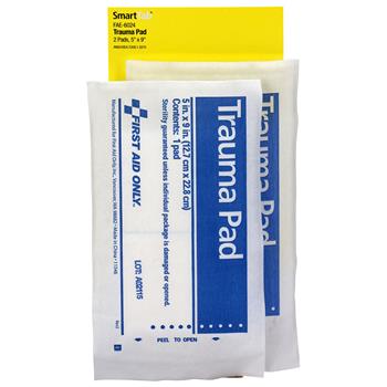 First Aid Only™ SmartCompliance Refill Trauma Pad, 5 x 9, White, 2/Bag