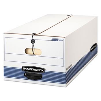 Bankers Box STOR/FILE Storage Box, Button Tie, Legal, White/Blue, 12/Carton