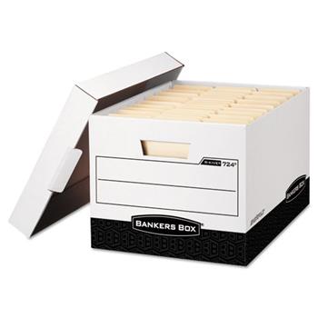 Bankers Box R-KIVE Max Storage Box, Legal/Letter, Locking Lid, White/Black, 12/Carton