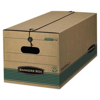Bankers Box STOR/FILE Extra Strength Storage Box, Legal, String/Button, Kraft/Green, 12/CT