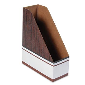 Bankers Box Corrugated Cardboard Magazine File, 4 x 9 x 11 1/2, Wood Grain, 12/Carton