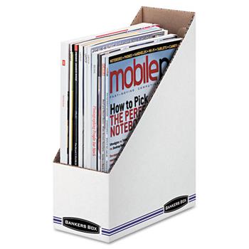 Bankers Box Corrugated Cardboard Magazine File, 4 x 11 x 12 3/4, Wood Grain