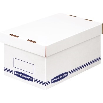 Bankers Box Organizer Storage Boxes, Medium, White/Blue, 12/Carton