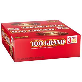 100 GRAND 100 Grand Candy Bar, 3 Piece Bar, 2.2 oz, 6/Box