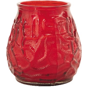 Sterno Victorian Filled Glass Candles, Red, 60 Hour Burn, 3 3/4&quot;High, 12/CT