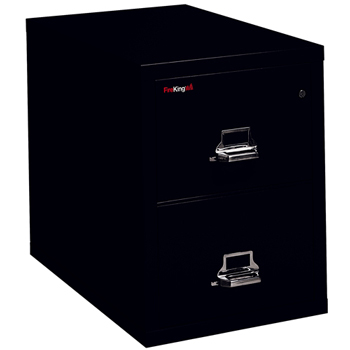 FireKing 25&quot; Deep Insulated Two-Drawer File Cabinet, Letter Size, Black