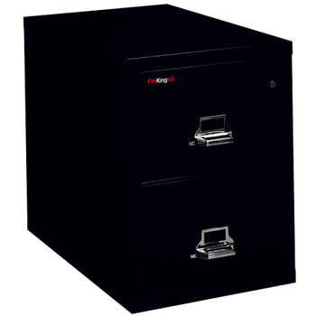 FireKing 25&quot; Deep Insulated Two-Drawer File Cabinet, Legal Size, Black