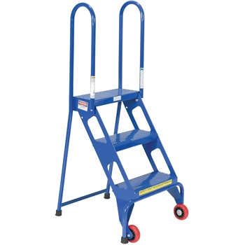 Vestil Folding Ladder with Wheels, 3 Step, 350 lb. Capacity