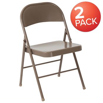 Flash Furniture Hercules Series Double Braced Beige Metal Folding Chair,2/PK