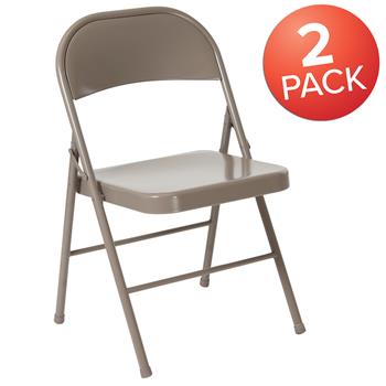 Flash Furniture Hercules Series Double Braced Gray Metal Folding Chair,2/PK
