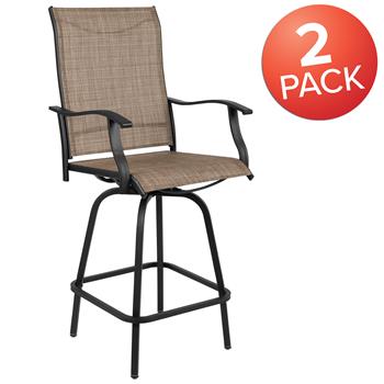 Flash Furniture 30&quot; All-Weather Patio Swivel Outdoor Stools, Brown, Set Of 2
