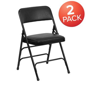 Flash Furniture Hercules Series Black Metal Folding Chairs With Padded Seats, Set Of 2