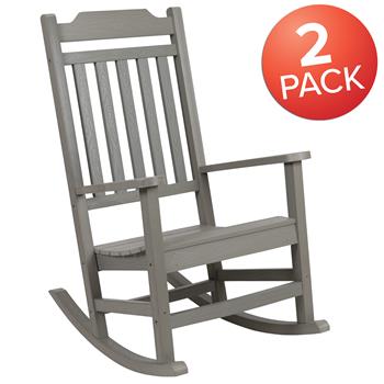 Flash Furniture Winston All-Weather Rocking Chair, Gray Faux Wood, 2/ST