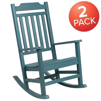 Flash Furniture Winston All-Weather Rocking Chair, Teal Faux Wood, 2/ST