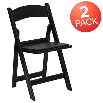 Flash Furniture Hercules™ Comfortable Event Folding Chair, 1000 Lb. Capacity, Black Resin, 2/PK