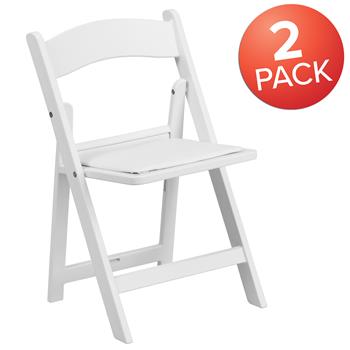 Flash Furniture Kids Folding Chairs With Padded Seats, White Resin, 2/ST