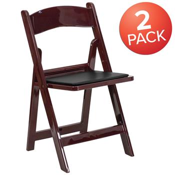 Flash Furniture Hercules™ Comfortable Event Folding Chair, 1000 Lb. Capacity, Red Mahogany Resin, 2/PK