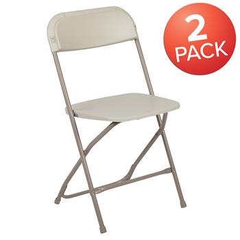 Flash Furniture Hercules&#226;„&#162; Series Plastic Folding Chair , 650 lb Weight Capacity, Beige, 2/EA
