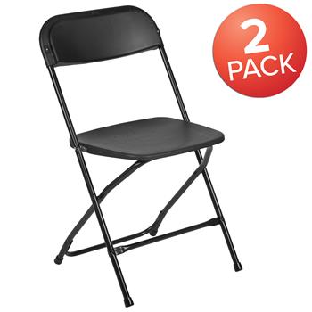Flash Furniture Hercules&#226;„&#162; Series Plastic Folding Chair , 650 lb Weight Capacity, Black, 2/EA