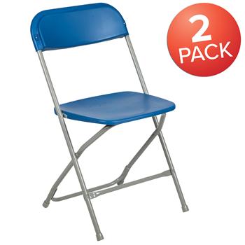 Flash Furniture Hercules&#226;„&#162; Series Plastic Folding Chair , 650 lb Weight Capacity, Blue, 2/EA