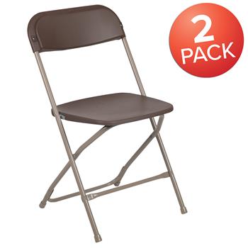 Flash Furniture Hercules&#226;„&#162; Series Plastic Folding Chair , 650 lb Weight Capacity, Brown, 2/EA