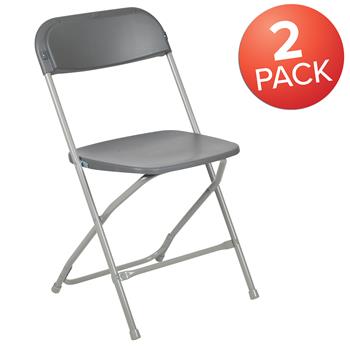 Flash Furniture Hercules&#226;„&#162; Series Plastic Folding Chair , 650 lb Weight Capacity, Gray, 2/EA