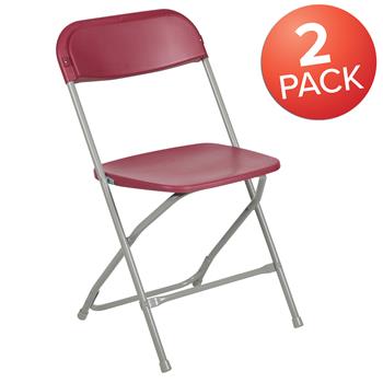 Flash Furniture Hercules&#226;„&#162; Series Plastic Folding Chair , 650 lb Weight Capacity, Red, 2/EA