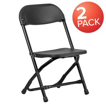 Flash Furniture Kids Plastic Folding Chair, Black, 2/PK