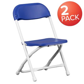 Flash Furniture Kids Plastic Folding Chair, Blue, 2/PK
