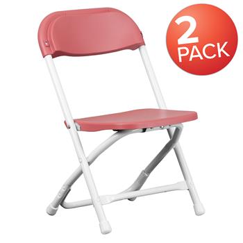 Flash Furniture Kids Plastic Folding Chair, Burgundy, 2/PK