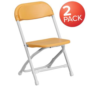 Flash Furniture Kids Plastic Folding Chair, Yellow, 2/PK