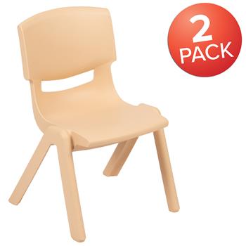 Flash Furniture Natural Plastic Stackable School Chair, 12&quot; Seat Height, 2/PK