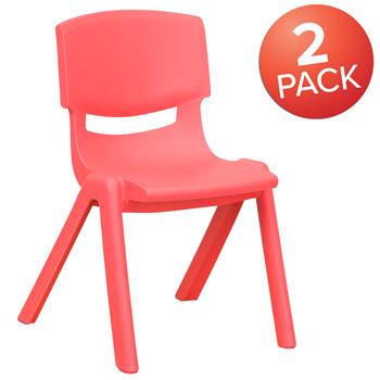 Flash Furniture Red Plastic Stackable School Chair, 12&quot; Seat Height, 2/PK