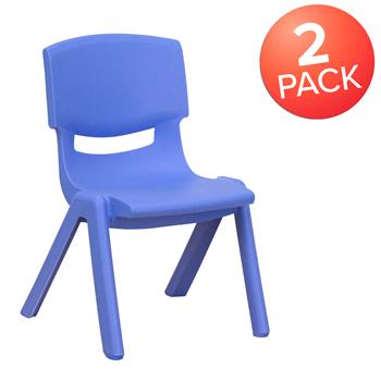 Flash Furniture Blue Plastic Stackable School Chair, 10.5&#39;&#39; Seat Height, 2/PK