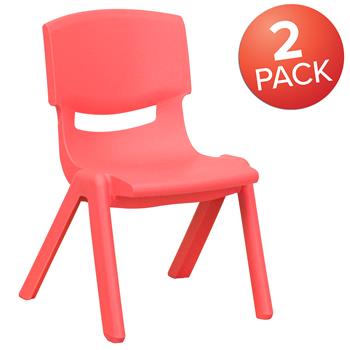 Flash Furniture Red Plastic Stackable School Chair, 10.5&#39;&#39; Seat Height, 2/PK