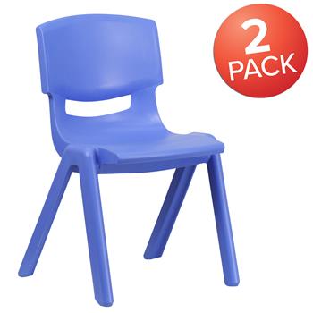 Flash Furniture Blue Plastic Stackable School Chair, 15.5&quot; Seat Height, 2/PK