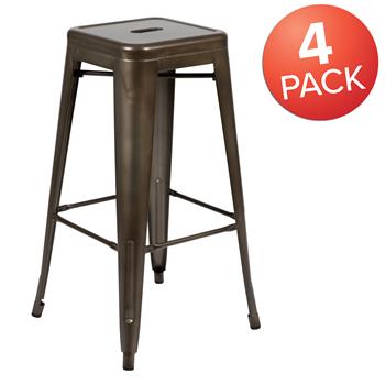 Flash Furniture 30&quot; High Metal Indoor Bar Stool In Gun Metal Gray, Stackable Set Of 4