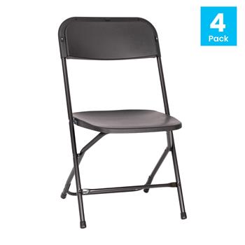 Flash Furniture Hercules Big and Tall Commercial Folding Chair, Extra Wide, Black, Set of 4