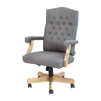 Flash Furniture Classic Executive Swivel Office Chair, Driftwood Arms And Base, Gray Fabric