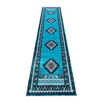 Flash Furniture Ventana Collection Southwest 2&#39; x 10&#39; Turquoise Area Rug, Olefin Rug with Jute Backing