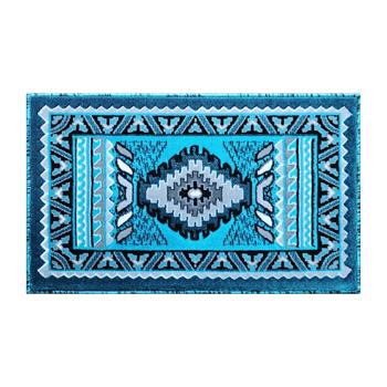 Flash Furniture Ventana Collection Southwest 2&#39; x 3&#39; Turquoise Area Rug, Olefin Rug with Jute Backing
